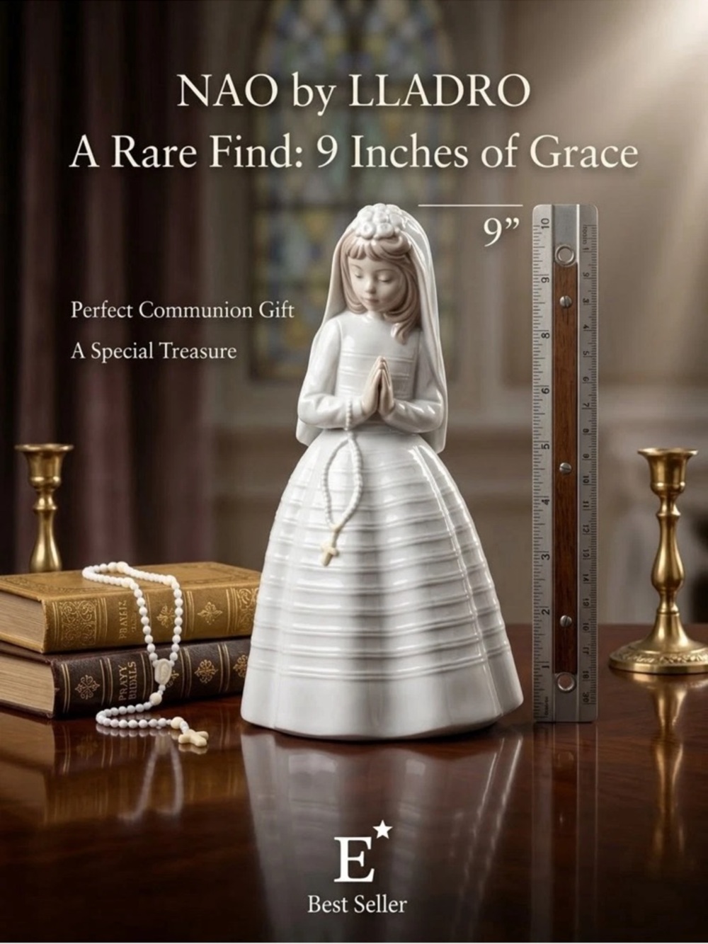 Lladro NAO Porcelain First Communion Girl Figurine 9 Tall Glossy Finish EUC